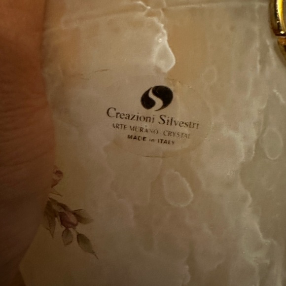 Creazioni Silvestri Arte Murano Crystal Ice Bucket Made In Italy, Floral & Gold - Picture 7 of 7